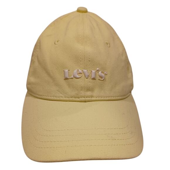 Levis Hat Cap unisex Strap Back Yellow Tan Spellout Logo Casual Flexfit - Picture 1 of 7